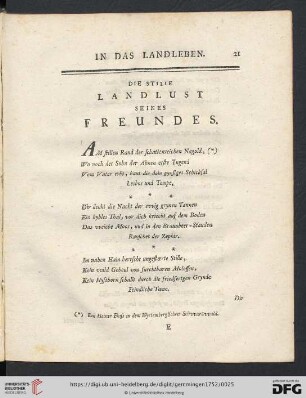 Die stille Landlust seines Freundes