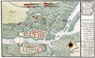 WHK 25 Deutscher Siebenjähriger Krieg 1756-1763: Plan der Belagerung von Küstrin durch russische Truppen im August 1758