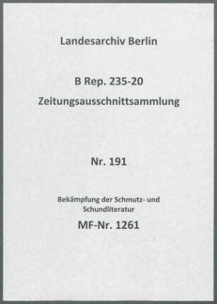 Bekämpfung der Schmutz- und Schundliteratur