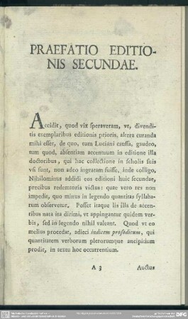 Praefatio Editionis Secundae