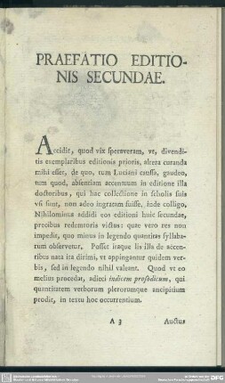 Praefatio Editionis Secundae