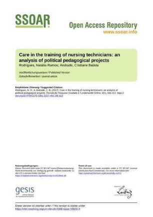 Care in the training of nursing technicians: an analysis of political pedagogical projects