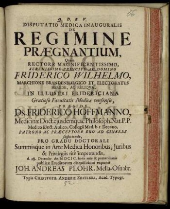 Disputatio Medica Inauguralis De Regimine Praegnantium