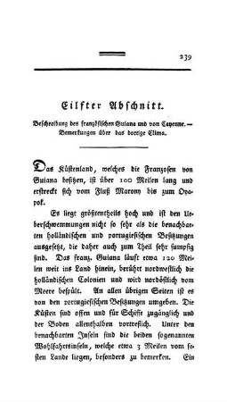 Elfter Abschnitt - Beschreibung des französischen Guiana und von Cayenne. - Bemerkungen über das dortige Clima.