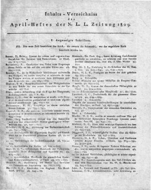 Monatsregister April 1809