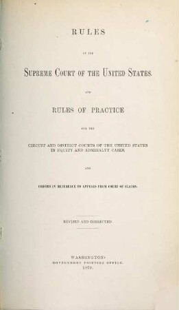 Rules of the Supreme Court of the United States : adopted ... effective ..., 1879