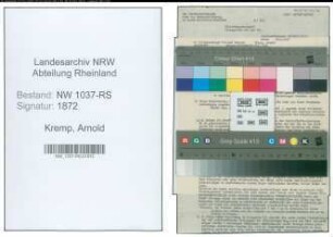 Entnazifizierung Arnold Kremp , geb. 04.10.1905 ()