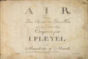 Air Varie Pour Clavecin ou Pianoforte avec und Violon oblige