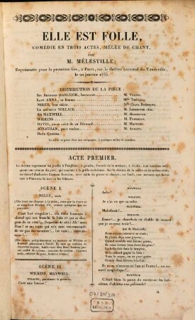 Elle est folle : comédie en trois actes, mêlée de chant