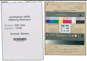 Entnazifizierung Wilhelm Schmidt , geb. 18.02.1896 (Postschaffner)