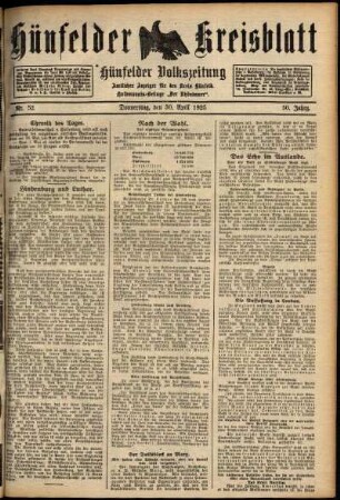 Ausgabe vom Donnerstag, den 30. April 1925.