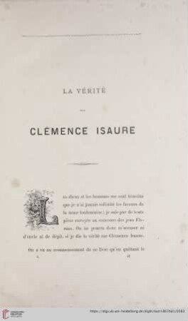 La Vérité sur Clémence Isaure
