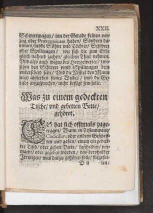 Was zu einem gedeckten Tische/ vnd gebetten Bette/ gehöret.