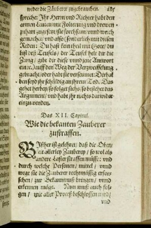 Das XII. Capitul. Wie die bekanten Zauberer zustraffen.