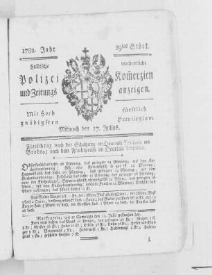 29tes Stück., Ausgabe vom 17. Juli 1782