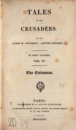 Tales of the Crusaders : in four volumes, 4. The Talisman