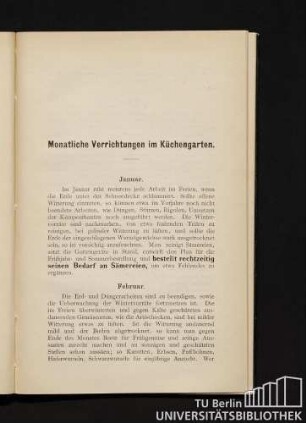 Monatliche Verrichtungen im Küchengarten.