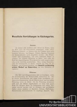 Monatliche Verrichtungen im Küchengarten.