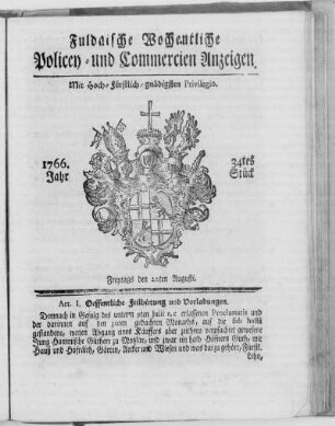 34tes Stück, Ausgabe vom 22. Augusti 1766