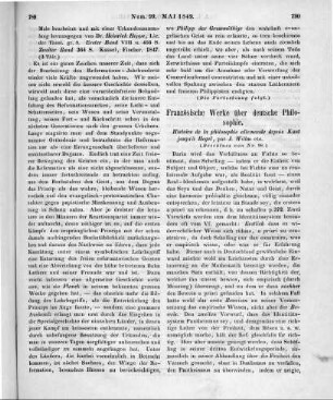 Willm, J.: Histoire de la philosophie allemande depuis Kant jusqu'à Hegel. Paris: Ladrange 1846-49 (Beschluss von Nr. 98)