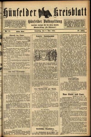 Erste Ausgabe vom Samstag, den 03. Mai 1924.