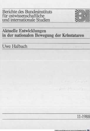 Aktuelle Entwicklungen in der nationalen Bewegung der Krimtataren