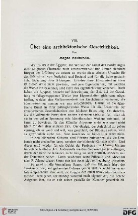 Über eine architektonische Gesetzlichkeit
