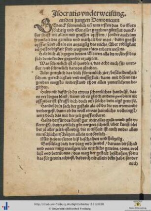 Isocratis underweisung an den jungen Demonicum