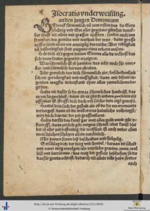 Isocratis underweisung an den jungen Demonicum