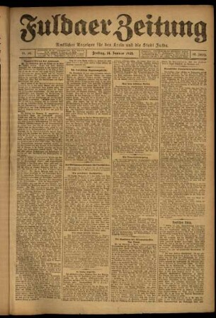 Ausgabe vom Freitag, den 14. Januar 1921.