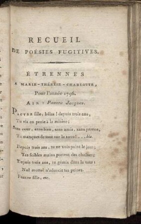 Recueil De Poésies Fugitives.