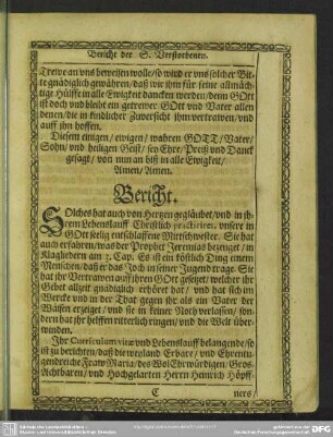 Lebenslauf : Bericht
