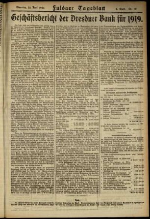 Zweite Ausgabe vom Dienstag, den 22. Juni 1920.