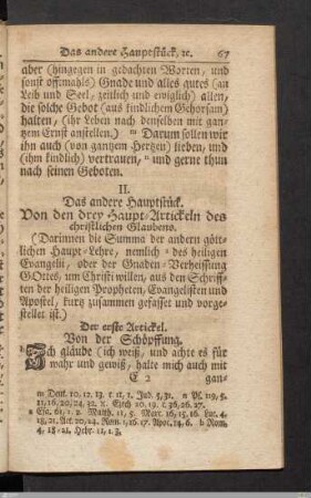 II. Das andere Hauptstück. Von den drey Haupt-Artickeln des christlichen Glaubens.