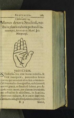 Observatio 14. Manus dextra Studiosi, noctu in plateis vulnere ...