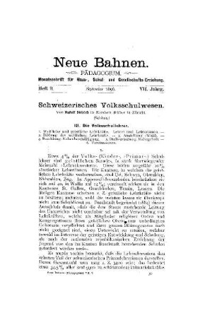 Schweizerisches Volksschulwesen : (Schluß)