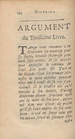 Argument du troisiéme livre