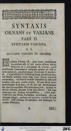 Pars II. Syntaxis Varians.