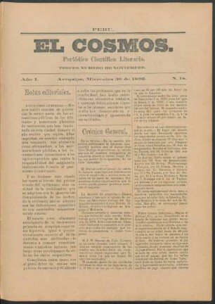 Tercer número de noviembre, Miércoles 30 de 1892