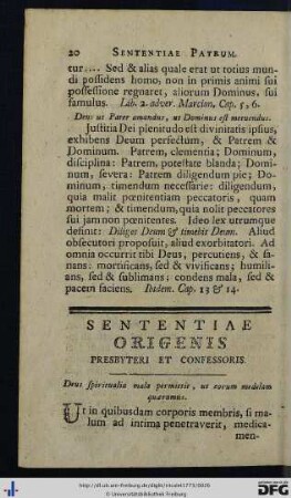 Sententiae Origenis.