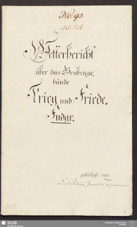 Wetterbericht über das Grubengebäude Krieg und Friede. Fndgr. - 17.6745 4.