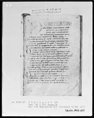 Graduale-Sakramentar-Lektionar (Missale) — Ordinarium Missae, Folio 114recto-117verso — ---, Folio 114recto-117versoInitiale D(eus qui), Folio 126recto