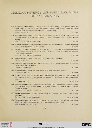 Majolika, Fayence und Porzellan, Varia und Ostasiatica (Nr. 178-312)