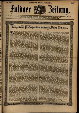 Ausgabe vom Samstag, den 24. Dezember 1887.