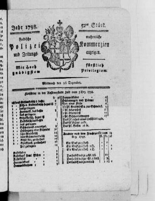 52tes Stück, Ausgabe vom 26. Dezember 1798