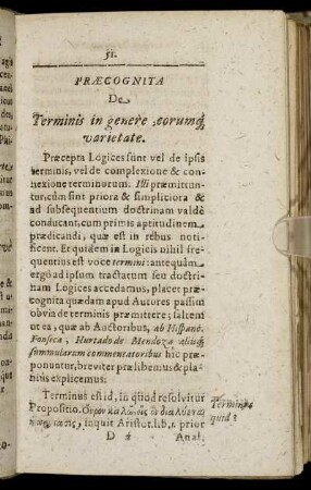 Præcognita De Terminis in genere eorumq[ue] varietate.