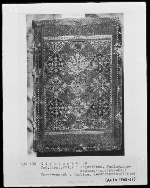 Augustinus, Psalmenkommentar — Farbiger Lederschnitteinband mit Ornament
