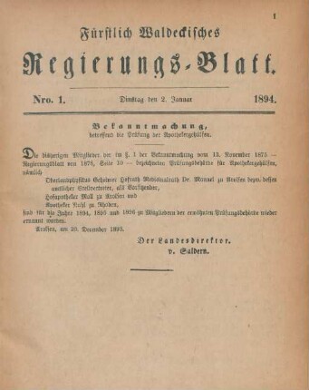 2. Januar-11. December = Nro. 1-19