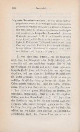 166-173 [Rezension] Janauschek, P. Leopoldus, originum Cisterciensium[Rezension]