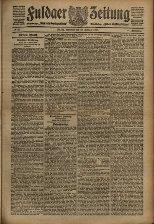 Erste Ausgabe vom Samstag, den 12. Februar 1910.